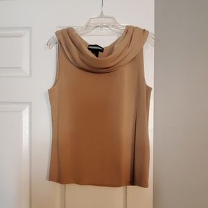 Sleeveless scoop neck sweater top - XL tan
